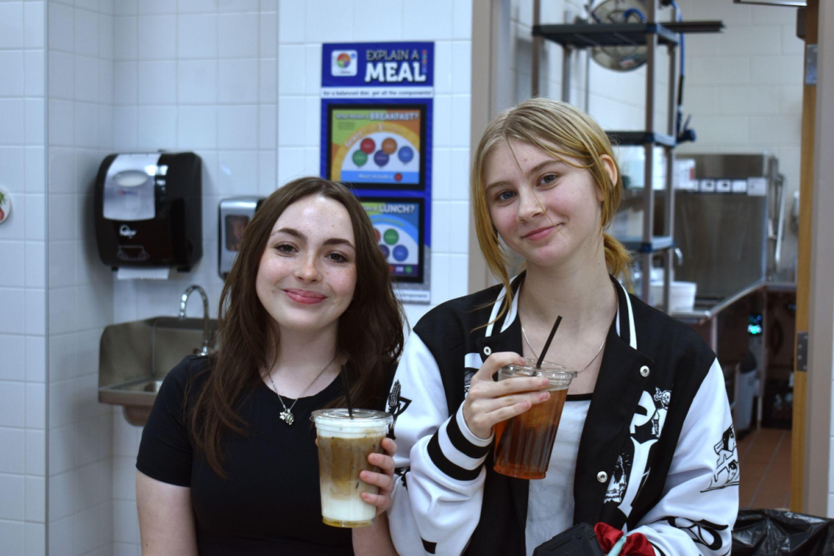 Mikayla Littles (9) and Alana Garrity (9) both enjoy the new drinks the Bistro has to offer.