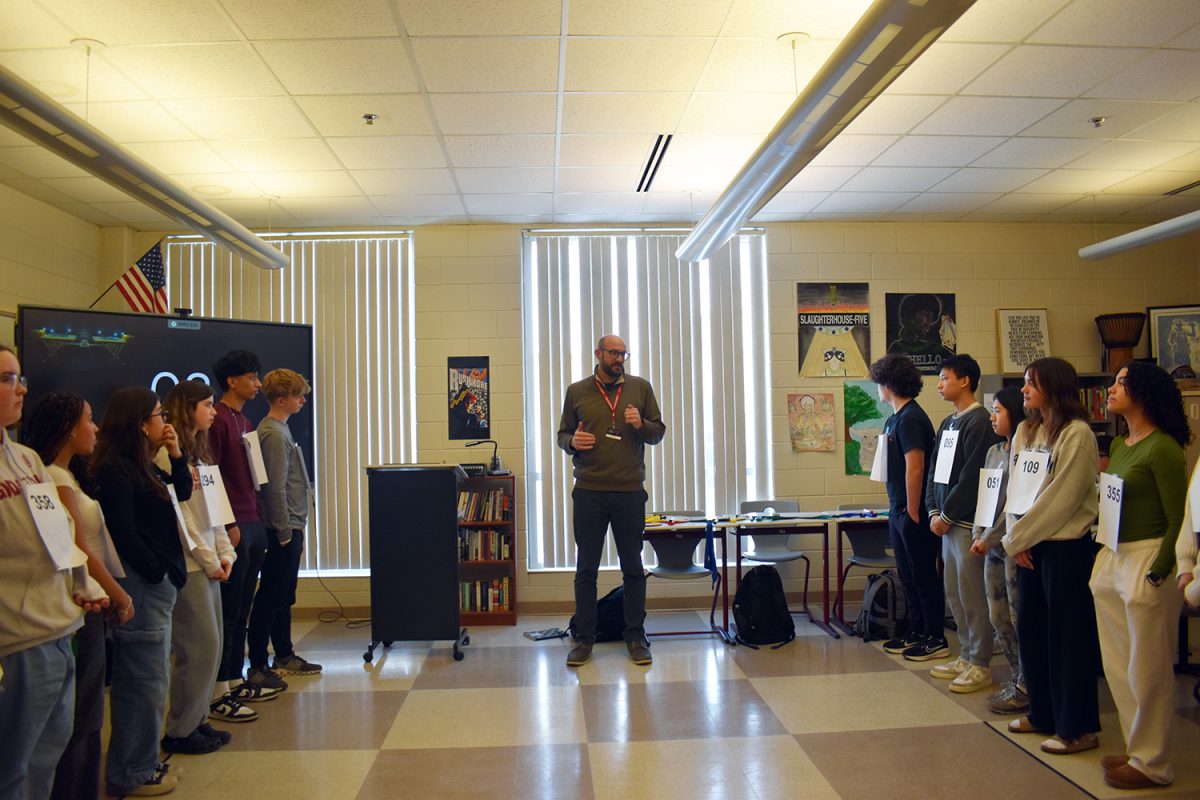 Mr. Beard explains the challenge of tug of war.