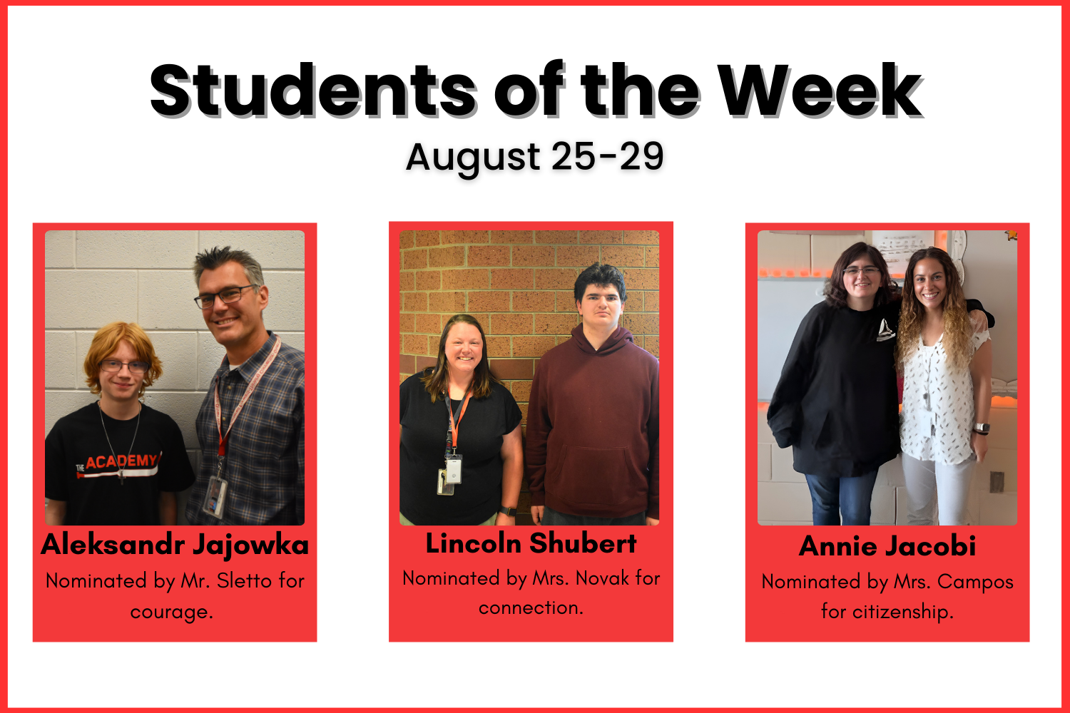 Nominated Students of the Week