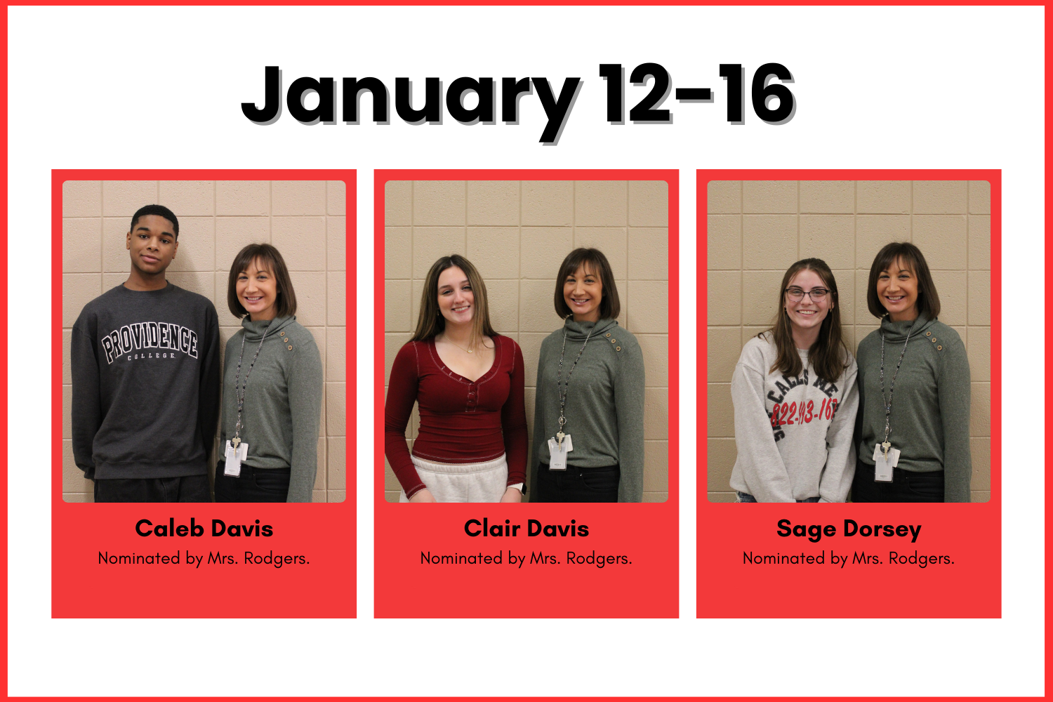 Nominated Students of the Week