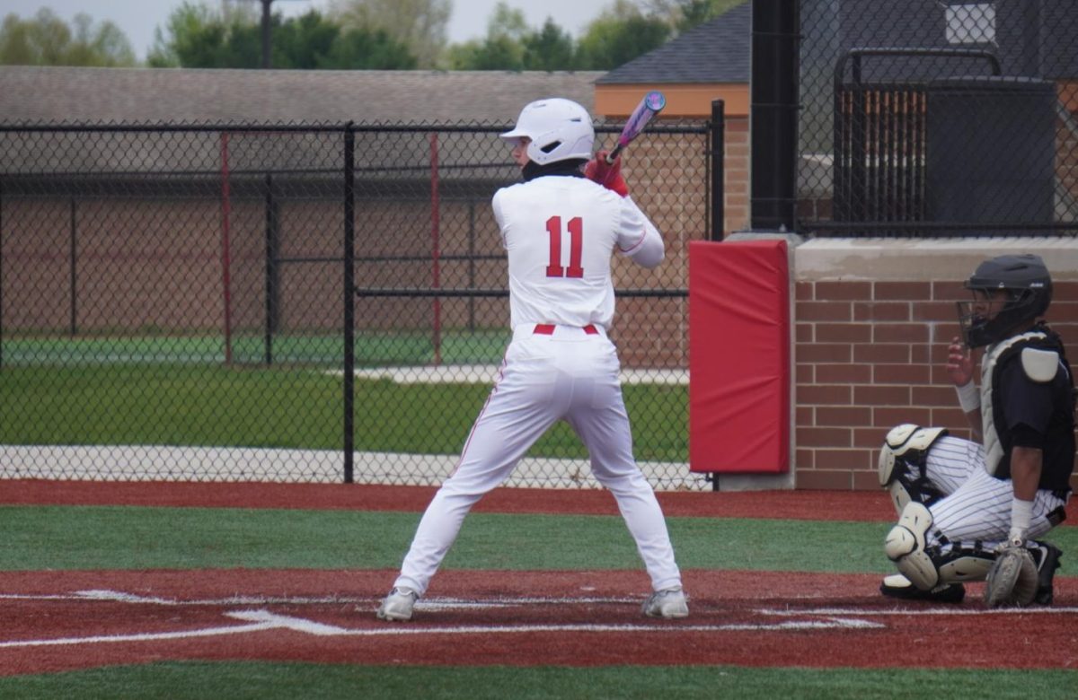 Landon Fedak (10) prepares to swing.